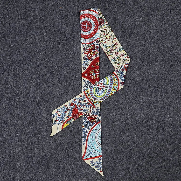 Дизайн, роскошная брендовая шелковая лента, маленький цветочный принт, женский шелковый шарф, Сумка с лентами, Женская повязка на голову, длинные шарфы и палантины - Цвет: L01