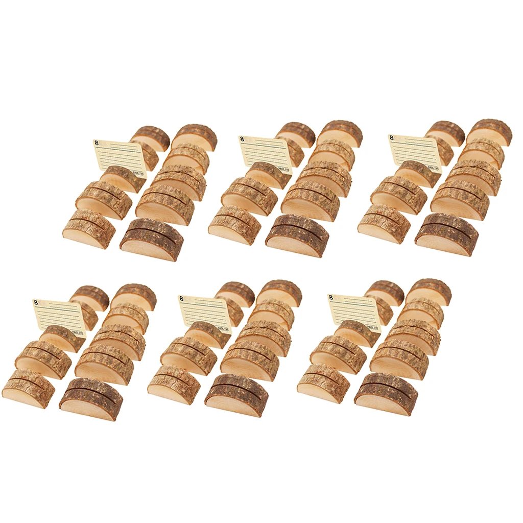60pcs Wooden Table Number Holders Wooden Place Card Holder Wooden Wedding Card Holder for Home Birthday Party Decoration