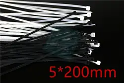 500 шт./упак. высокого качества 5*200 мм ширина 3.6 мм белый черный Цвет фабрики Стандартный самоблокирующимся Пластик нейлон кабельные стяжки