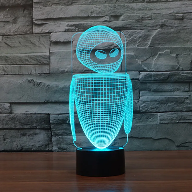 

New Robot colorful 3D led night light 7 Colors auto Changing 3D Illusion lamp kids/baby bedroom bedside table lamp for sleeping