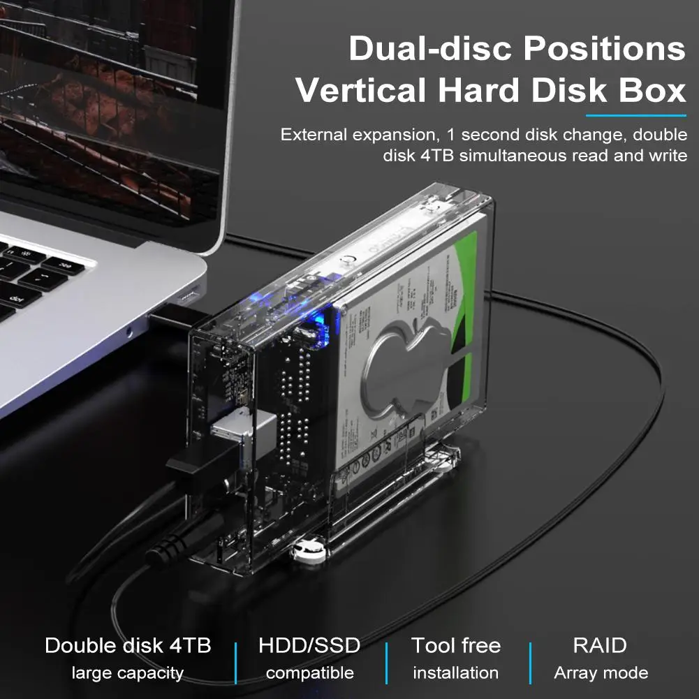 

Orico 2259U3 2.5-inch External Hard Drive Enclosure Dual-disc Positions Vertical Hard Disk Box Computer Universal Hard Disk Case