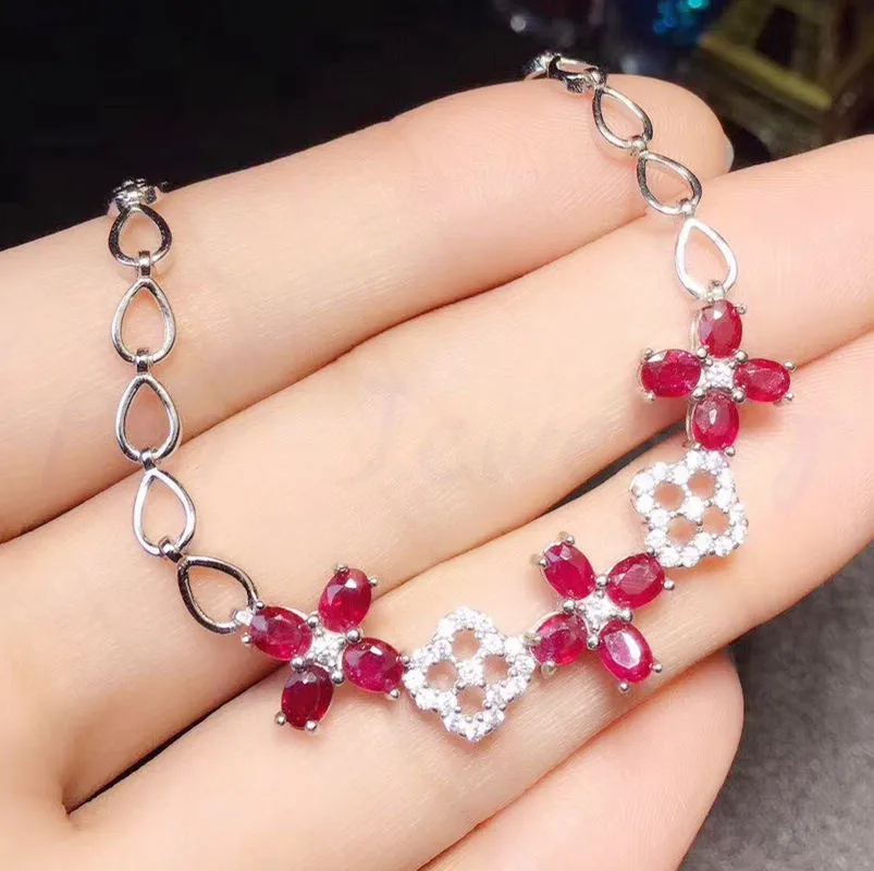 Natural ruby chain bracelet 0.35ct*12pcs gemstone Free shipping Natural