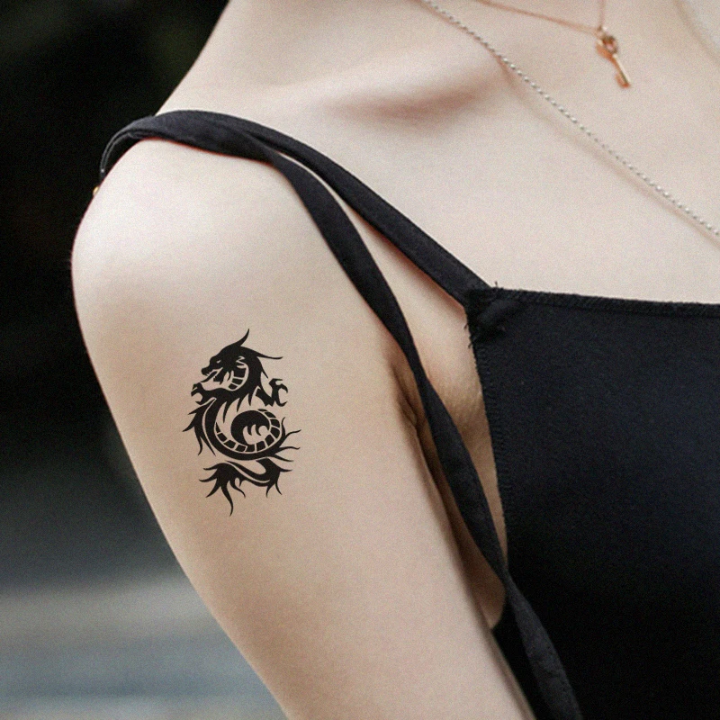 Original Black Dragon Totem Fake Tattoo Waterproof Temporary Arm Tatoo 