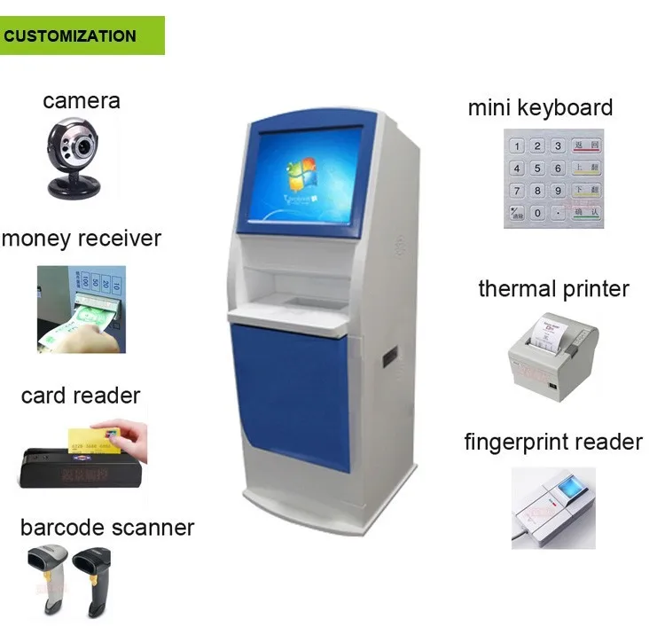 Многофункциональный самообслуживания сенсорный экран киоск/самообслуживание платежный киоск с виниловым графическим опционально, банк киоск платежная машина