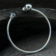 Wholesale S925 Sterling Silver Jewelry Retro Thai Men And Women Korean Version Of The Popular Silver Simple Skull Crown Bangle Wholesale S925 Sterling Silver Jewelry Retro Thai Men And Women Korean Version Of The Popular Silver Simple Skull Crown Bangle