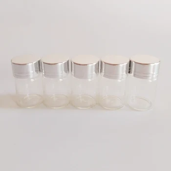 

50pcs/lot 6ml Small glass bottle with Sliver edge cap DIY Dry Goods Storage glass vial Home decoration crafts Candy Glass jar