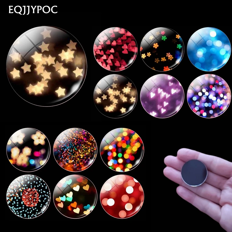

Love Heart 30MM Fridge Magnet Cartoon Flower Star Colorful Heart Glass Dome Magnetic Refrigerator Sticker Note Holder Home Decor