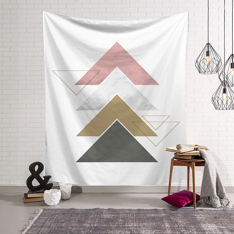 Nordic geometric tapestry rose gold home decor picnic mat marble pattern beach rug  (3)