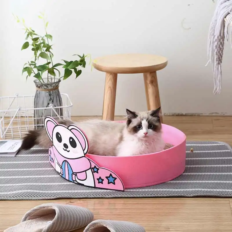 

New Cartoon Cat Beds felt nest scratch board dual-use detachable cat litter Bed Sofa For Small Pet Dogs Cats