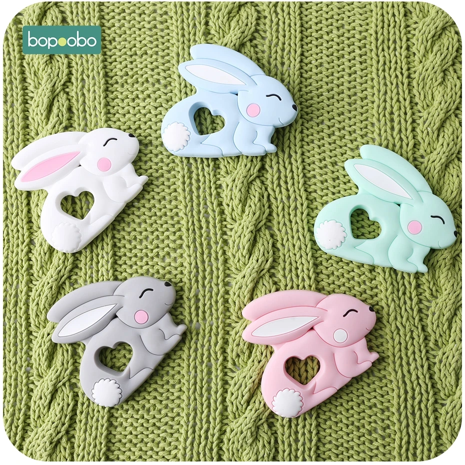 bopoobo-10pc-silicone-rabbit-teether-food-grade-bunny-teether-nursing-teething-pacifier-clip-accessories-baby-teether-freeship