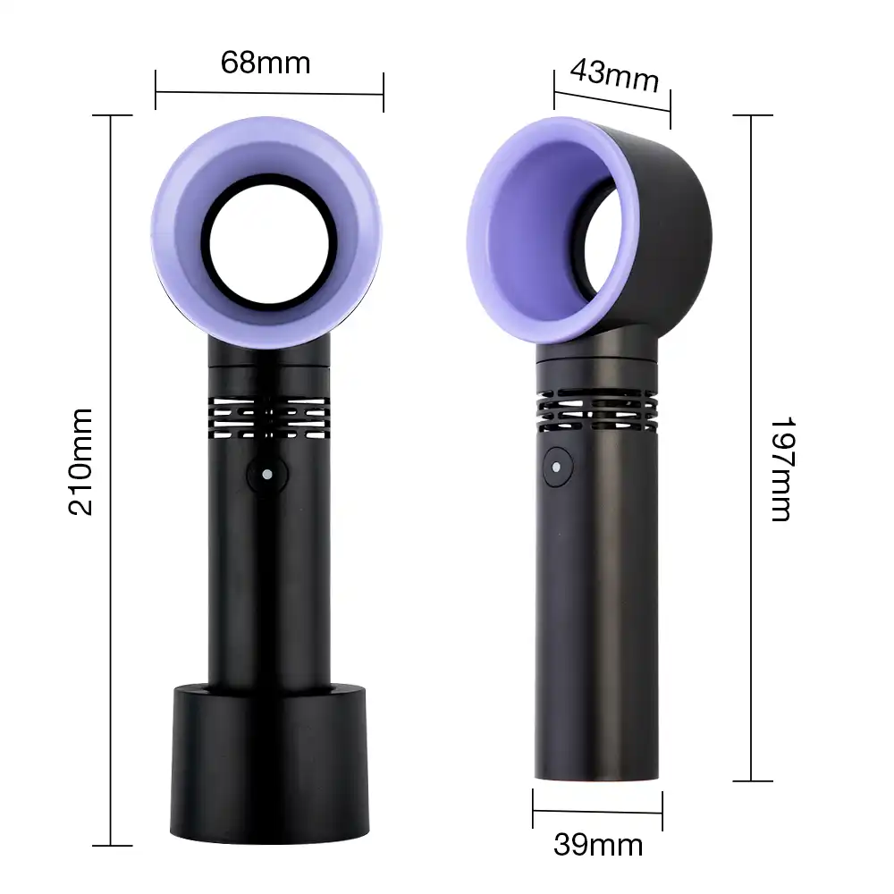 Portable Fan USB Rechargeable Portable Bladeless Fan Handheld Mini Cooler No Leaf Handy Fan With