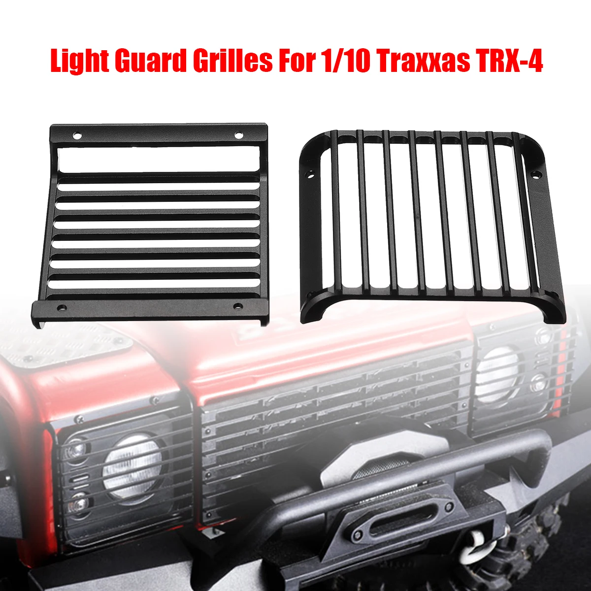 

2PCS Front Light Guards Grille For TRAXXAS TRX-4 for Land Rover Defender 1/10 Rc Car Parts Black Metal with Screws Protect Light