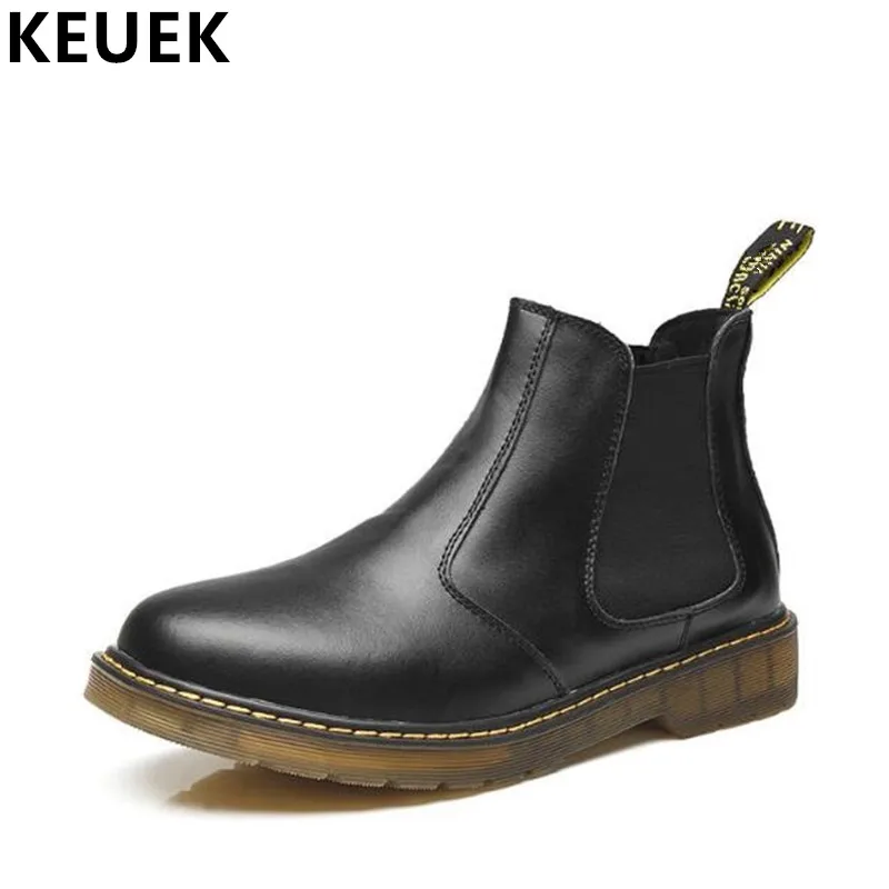 

Large size Genuine leather boots British style Men Chelsea Boots Slip-On Round Toe Ankle Outdoor Military boots 061