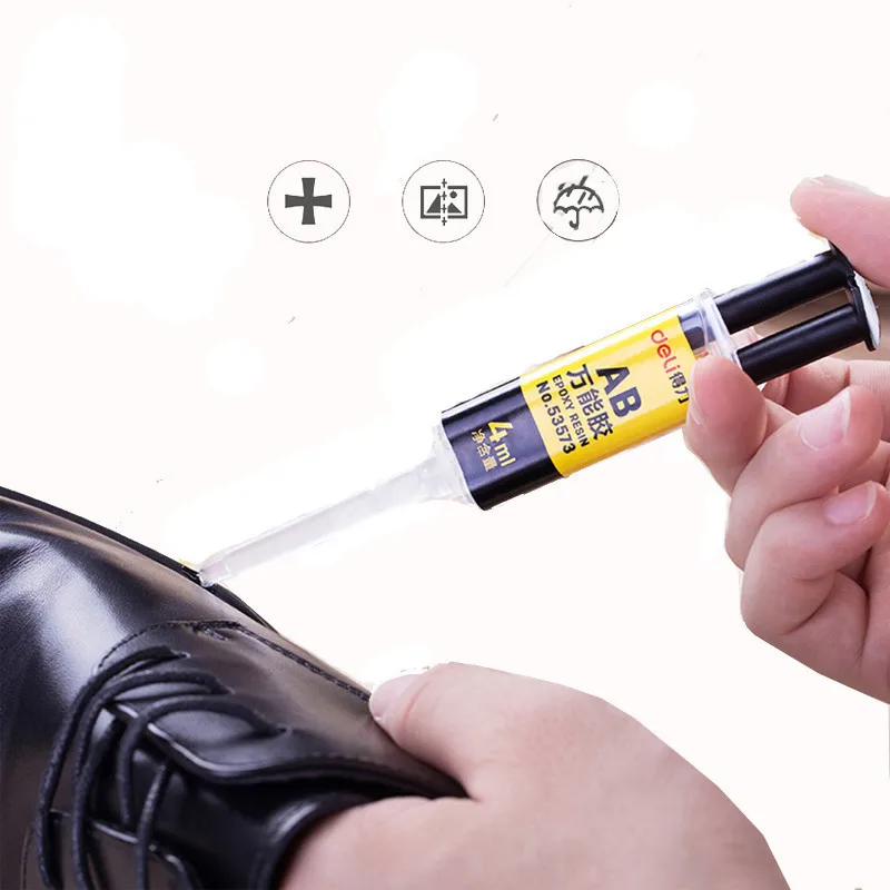 

Deli 4ml Quality 2 Minutes Curing Super Liquid AB Glue For Office Home Supply Glass Metal Rubber Waterproof Strong Adhesive Glue