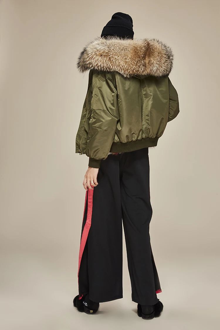 JAZZEVAR Новые куртки женские зимние уличной моды для женщин роскошный многоцветный опушка из лисьего меха бомбардировщик куртка из меха енота меховое пальто парка