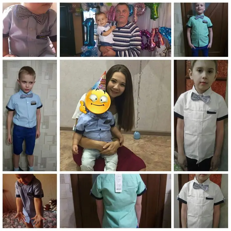2018 Summer Male Children'S Clothing Baby Child Kids Boy Short-Sleevechild Bow Tie Shirt (7)
