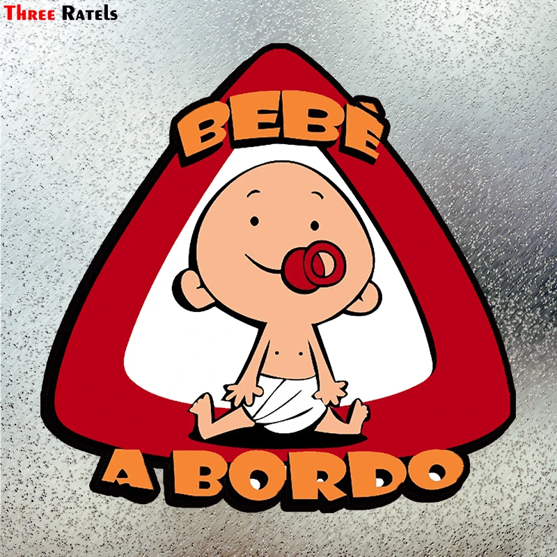 

Three Ratels LCS176# 15x15cm baby on board in spanish colorful car sticker funny car stickers styling removable decal