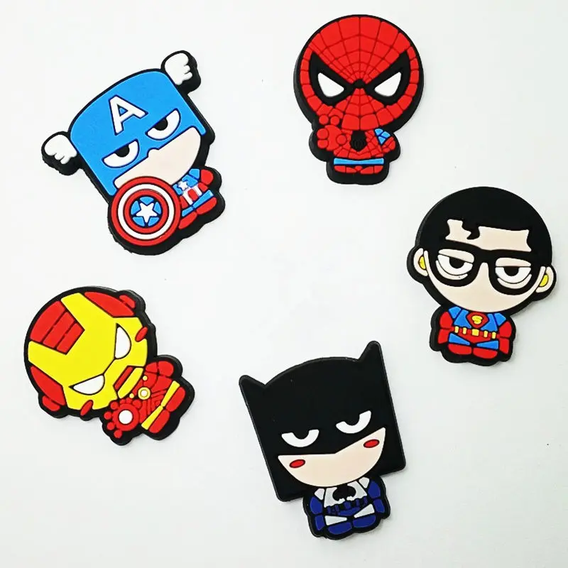 

5Pcs Heros Batman Iron Man Spider Man Anime PVC Flatback Accessories DIY Gadgets Craft Charms Fit Badges Phone Case Kids Gift