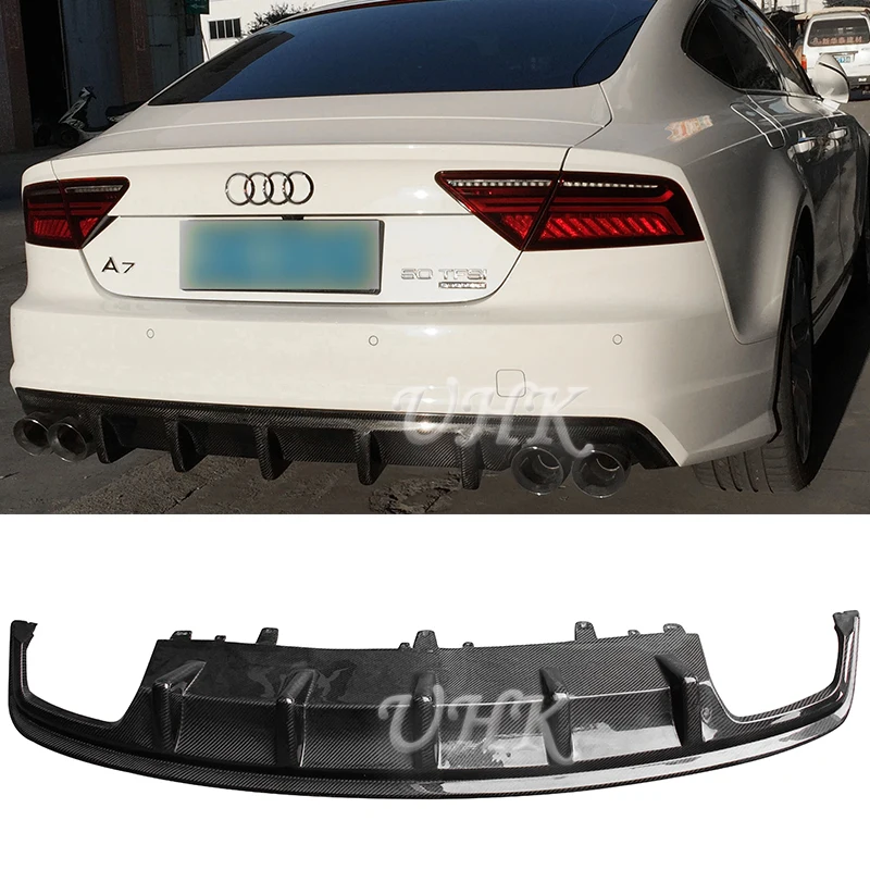 

UHK For Audi A7 MTM Style Carbon Fiber Rear Bumper Diffuser Protector Car Racing Accessories Splitter Body Kit Rear Lip