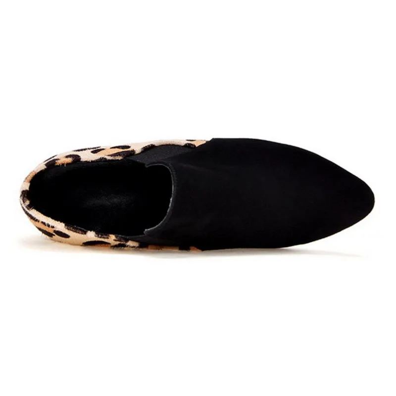 Parti Taille Pompes 33 Bout Rond Sexy Léopard Talon En À Femmes Talons Véritable Noir 42 Épais Hauts Cuir Chaussures Coolcept xSwaIZqw