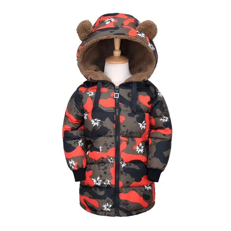 

New Style Winter Baby Girl Camouflage Printed Jacket Warm Baby Girls Wind-proof Coat Outerwear Down Parkas Hooded
