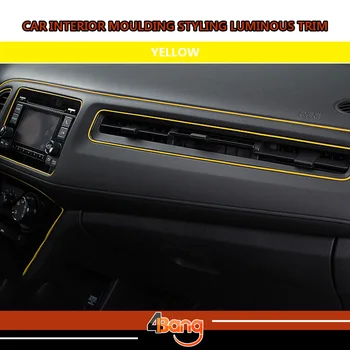 

5M Car Styling Interior Decoration Moulding Trim DIY Strip Luminous Yellow Color Decorative Line Flexible Prevent Dent