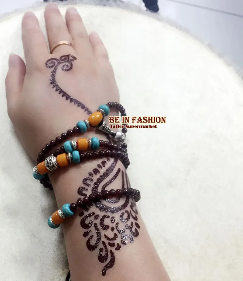 Одна часть быстрая водостойкая Татуировка Для женщин белый Henna кружева браслет с бабочкой цепи Ср Люкс ременное тату Стикеры J019