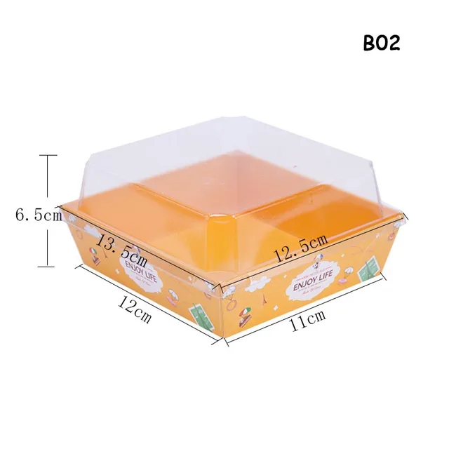 Disposble Sandwich Cardboard Bread Box Puffs Transparent Lid Packing