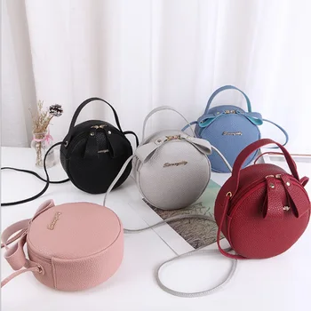 

Design Fashion Women Round Bag Leather Women's Circular Crossbody Shoulder Messenger Bags Ladies Purse Female Bolsa Handbag