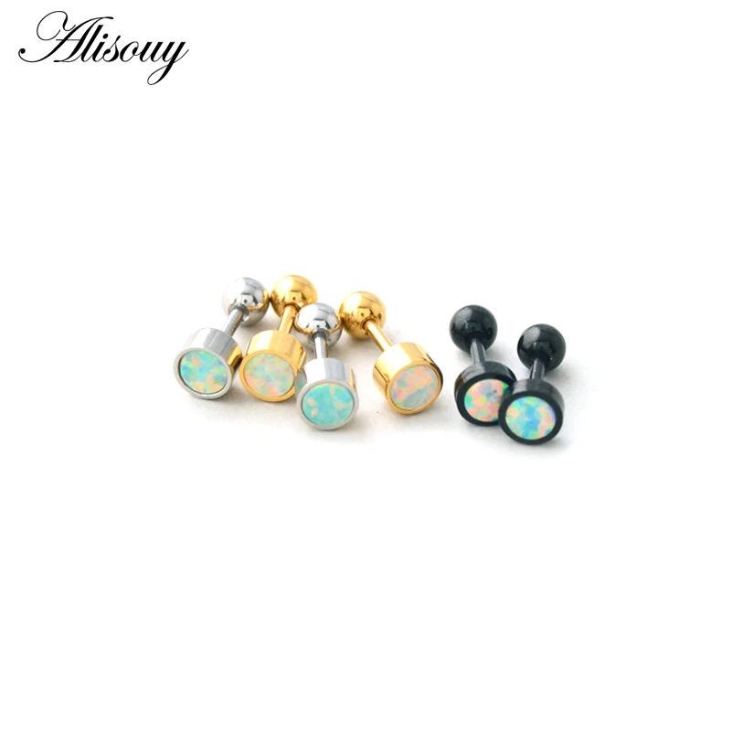 1pc Steel Opal Ear Tragus Cartilage Ear Studs Helix Piercings Lobe Piercings Upper Ear Piercing Labret Ring Tragus Piercing - Image 4