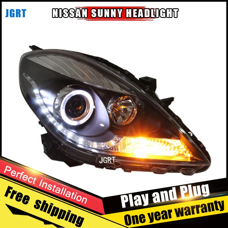 

2PCS Car Style LED headlights for Nissan Sunny 2011-2013 for Sunny head lamp LED DRL Lens Double Beam H7 HID Xenon bi xenon lens