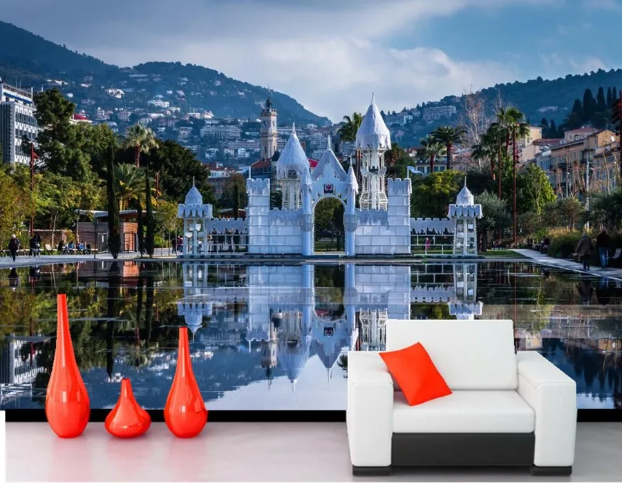 Custom Mural Wallpaper Papel De Parede,france Houses Pond Design Nice  Cities Wallpapers,living Room Sofa Tv Wall 3d Wall Papers - Wallpapers -  AliExpress