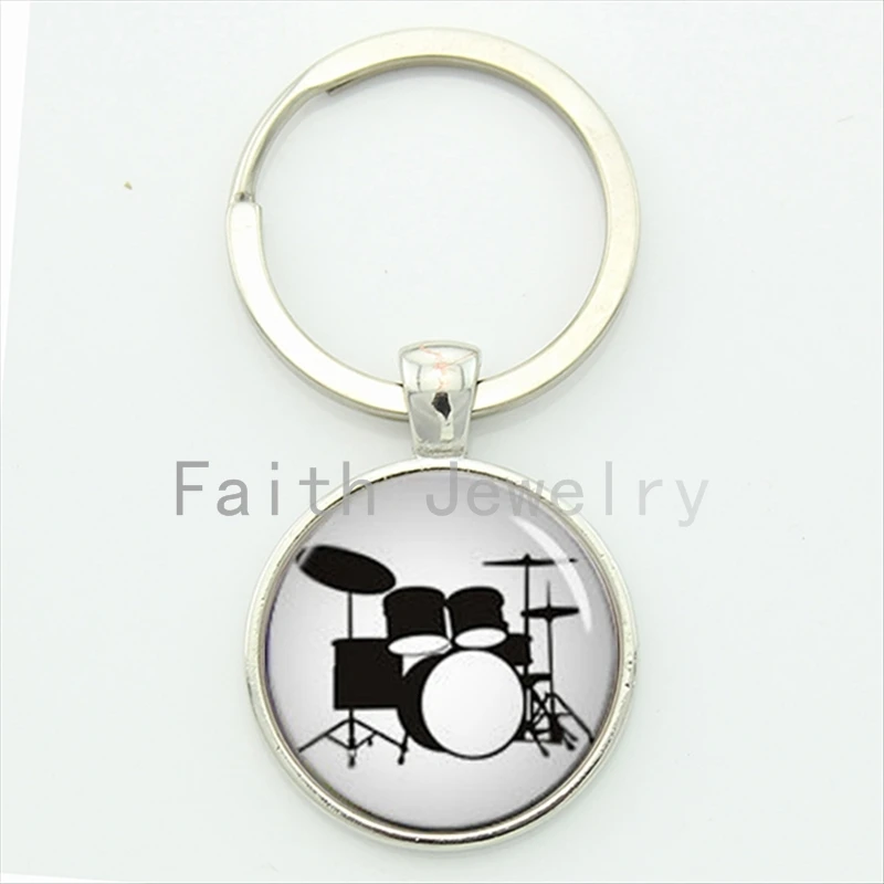 Drum Kit silhouette key chain DJ turner DJ mixer simple drum set