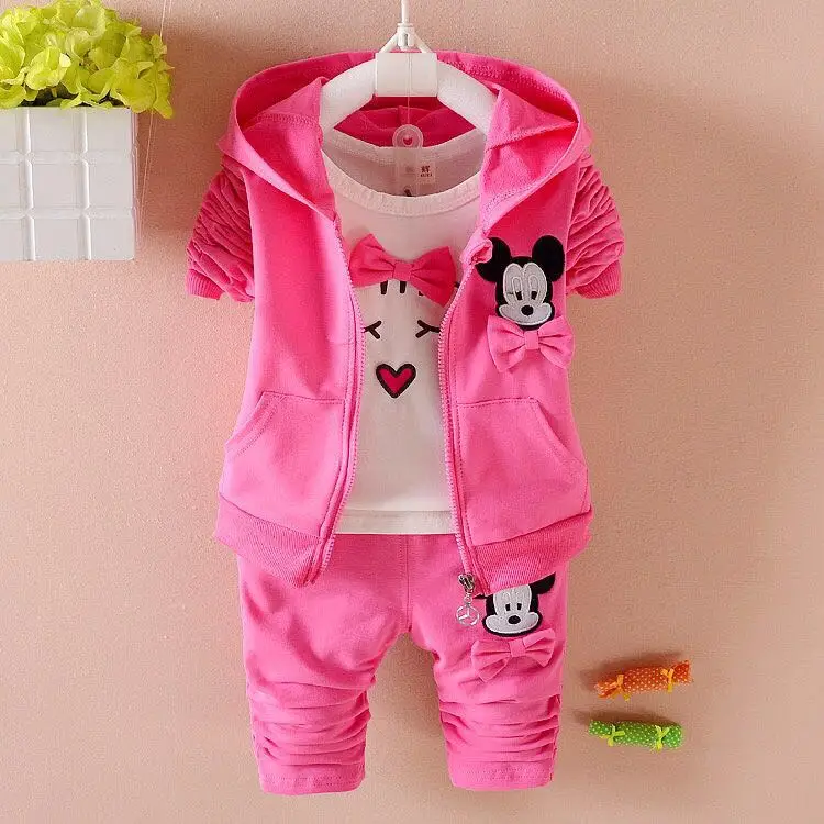 

0-3 Years Baby Girl Boy Clothes Set Jacket Hoodie + T-Shirt + Pants 3pcs Suits Tracksuit for Newborn Infant Fall Thin Clothing