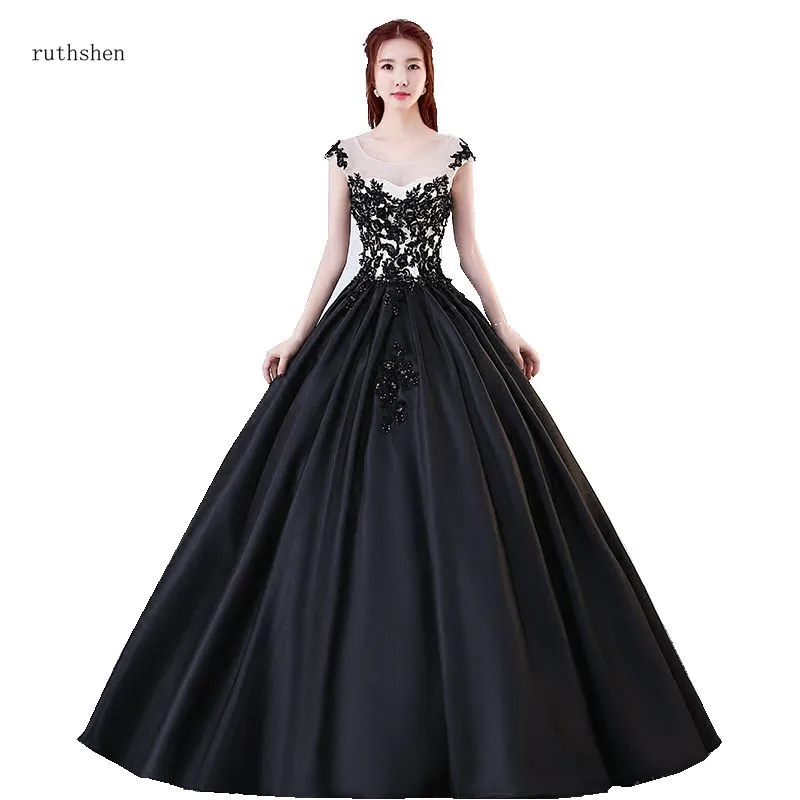Ruthshen/черно белые атласные бальные платья Quinceanera Элегантные Вечерние для