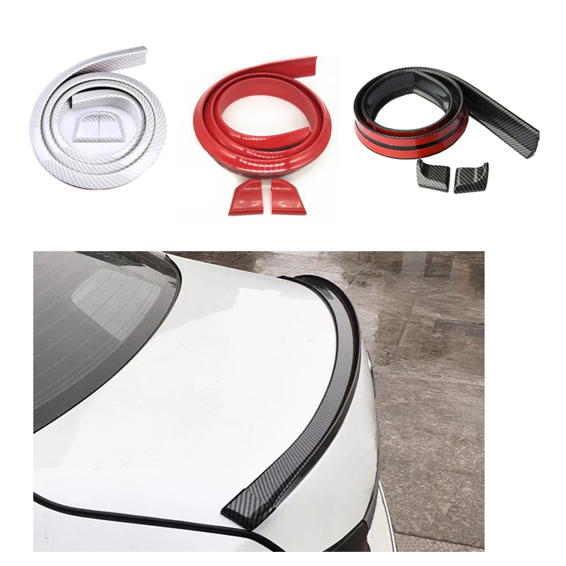 

1.5Meter Car Rear Exterior Rear Spoiler Wing Kit Soft Rubber DIY Refit Spoiler Auto Exterior Car Sticker Strip Styling Mouldings