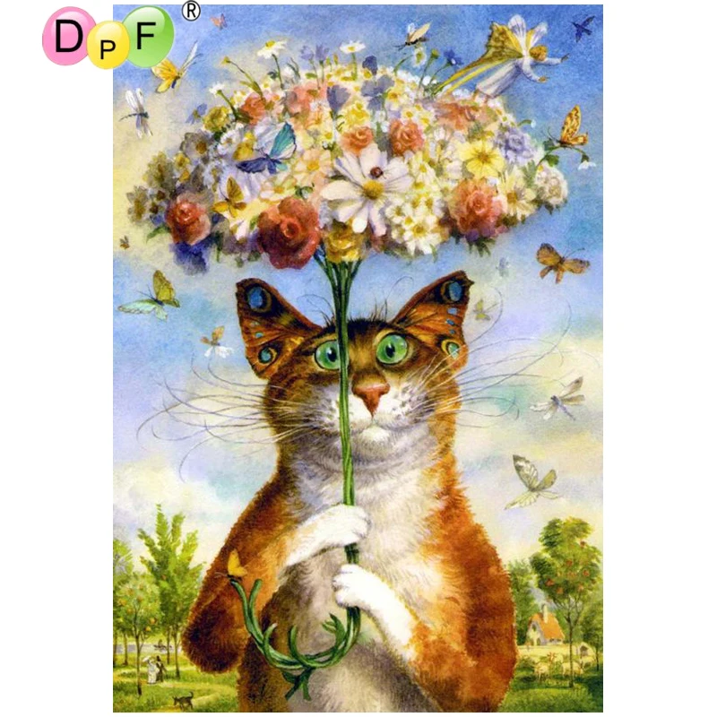 

DPF diamond embroidery Cat's umbrella diamond painting cross stitch home decor mosaic kit crafts pattern full square needlework