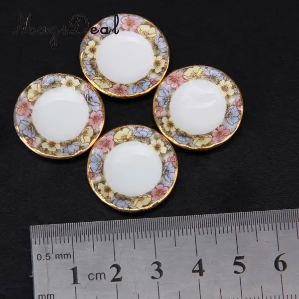 MagiDeal Hot Sale 40Pcs/Set Dollhouse Miniature Dining Ware Porcelain Tea Set Dish Plate Flowers Children Pretend Play Toys