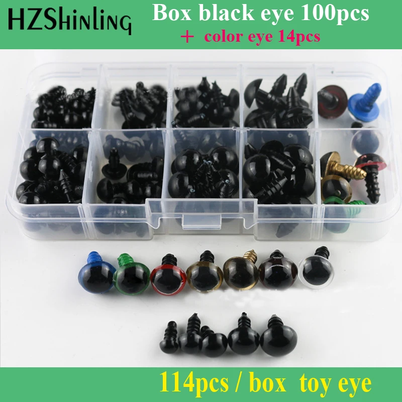 

DIY Handmade Black Toy Accessories Plastic Eyes Colorful Doll Eye art eyes box containing 10 lattices 114 eyes