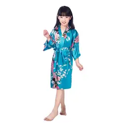 Lakeblue Цветочная Свадебная пятнистая Одежда для девочек, Цветочная шелковая ночная рубашка, детский халат, кимоно для вечеринок, вечерние