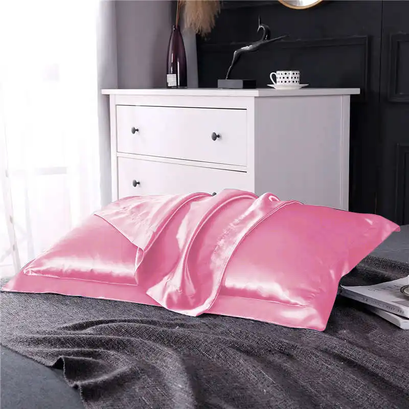 SlowDream Luxury White Nature Satin Silk Luxury Pillowcase Wholesale Queen King Silky Bed Pillow Case For Healthy Sleep - Цвет: 10