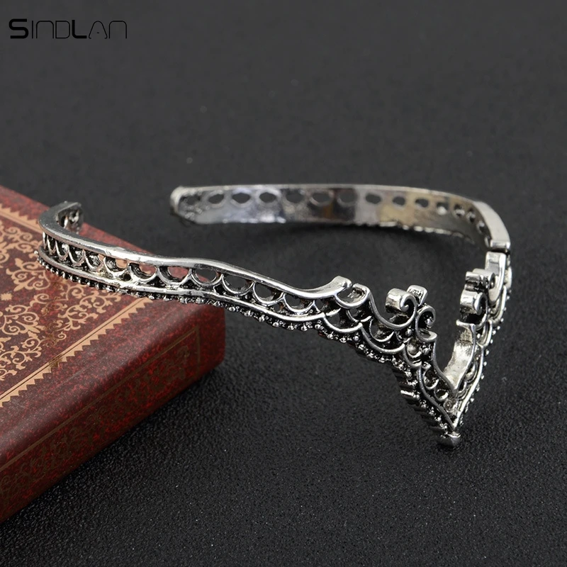 Женский браслет в виде короны Серебряное украшение стиле ретро|bangles fashion|fashion