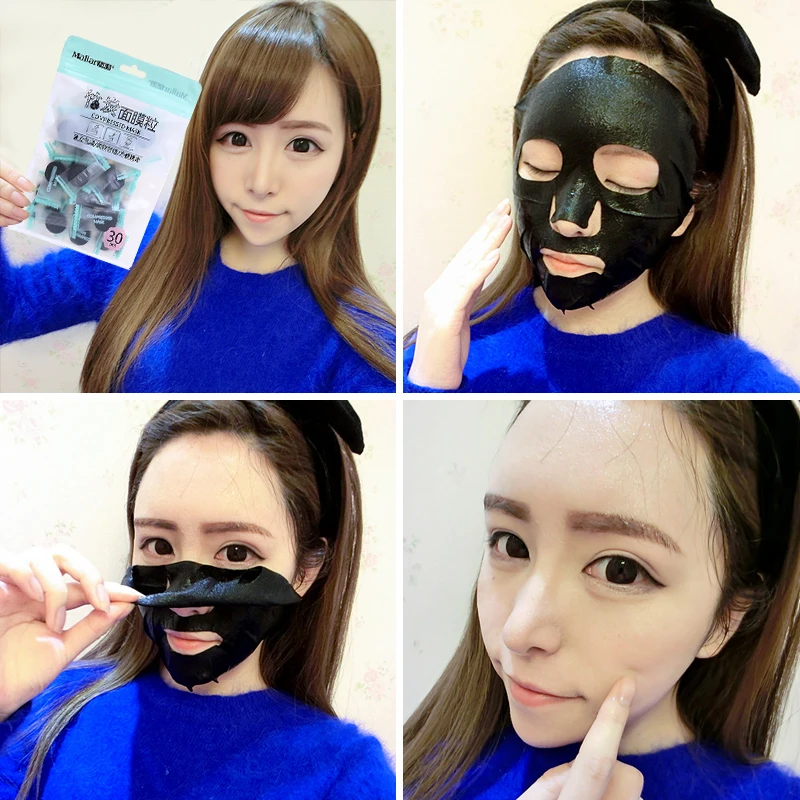 30 шт DIY бамбуковый уголь маска черная DIY отбеливающая маска лист сжатая маска, бумажная маска для лица Натуральный Бамбуковый Уголь бумага