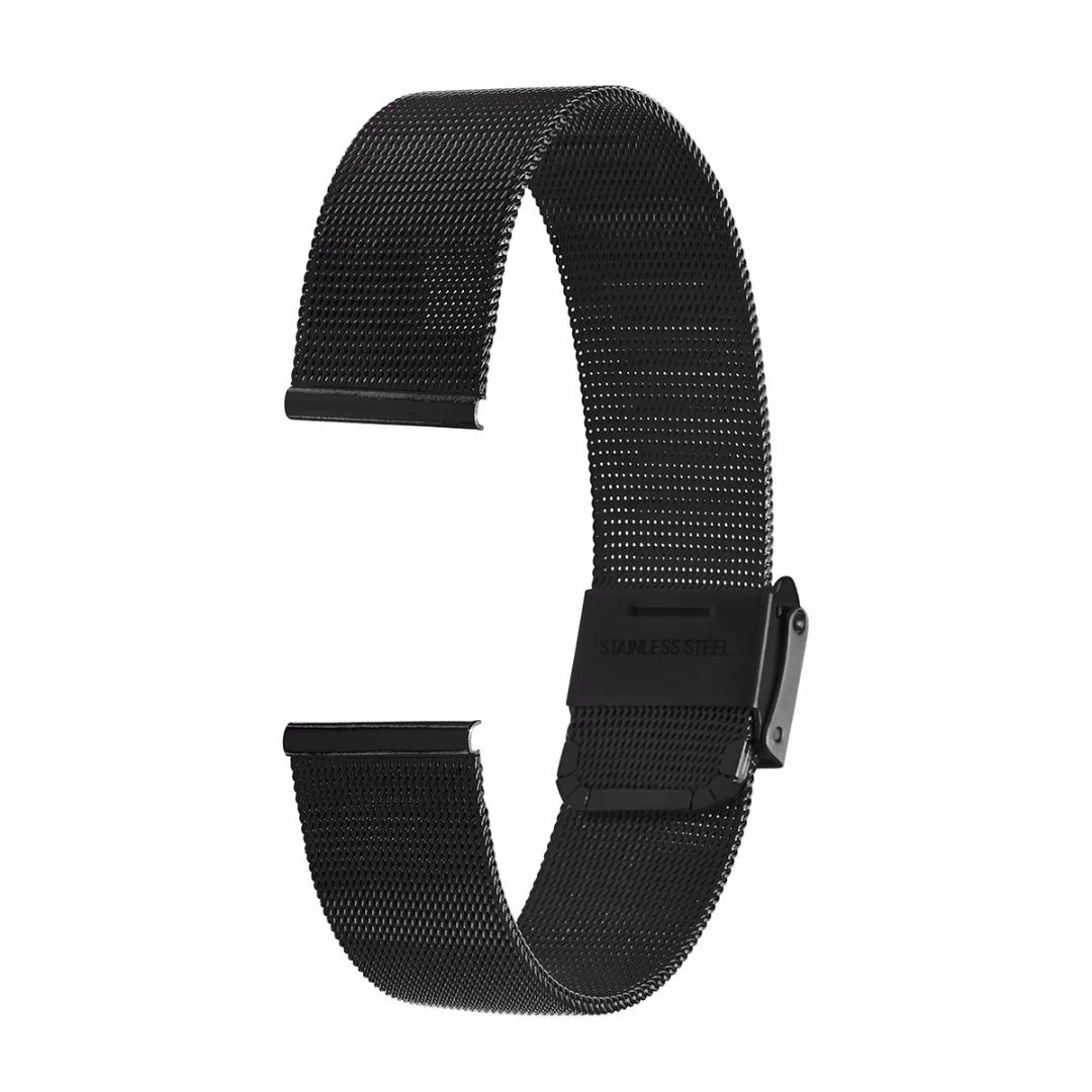 Shellhard 4 Colors Stainless Steel Mesh Wristband Band Buckle Luxury Mesh Watch Strap 12mm-22mm For Replacement WatchBand