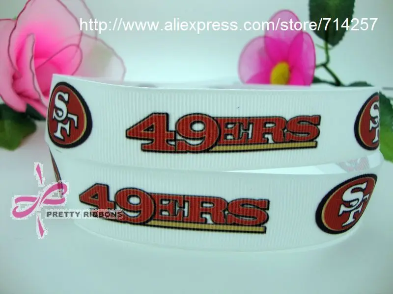 New 7/8'' Free shipping sports team 49ers printed grosgrain ribbon