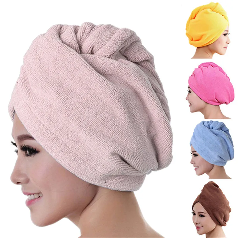 

New Women Super Absorbent Shower Cap Quick-drying Towel Microfiber Hair Turban Towel Hair Dry Bathroom Hair Cap Cotton 20x60 cm