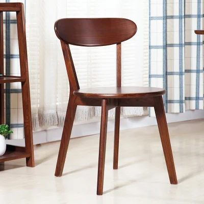 walnut color Обеденный стул из цельного дерева в скандинавском стиле, обеденный стул для отеля - Цвет: walnut color