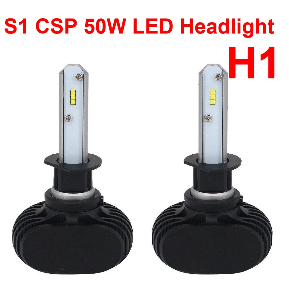 

1 Set H1 S1 50W 8000LM LED Headlight Super Slim Conversion Kit Single Beam Seoul CSP Y19 Chips Fanless All-in-one White 6K Bulbs