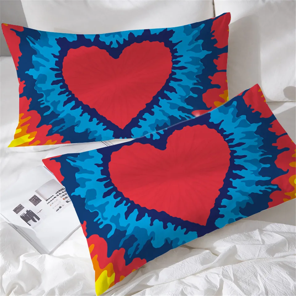 Rainbow Tie Dye Pillow Cases Colorful Tye Dye Pillow Sham Set of 2 Pillow Protec 