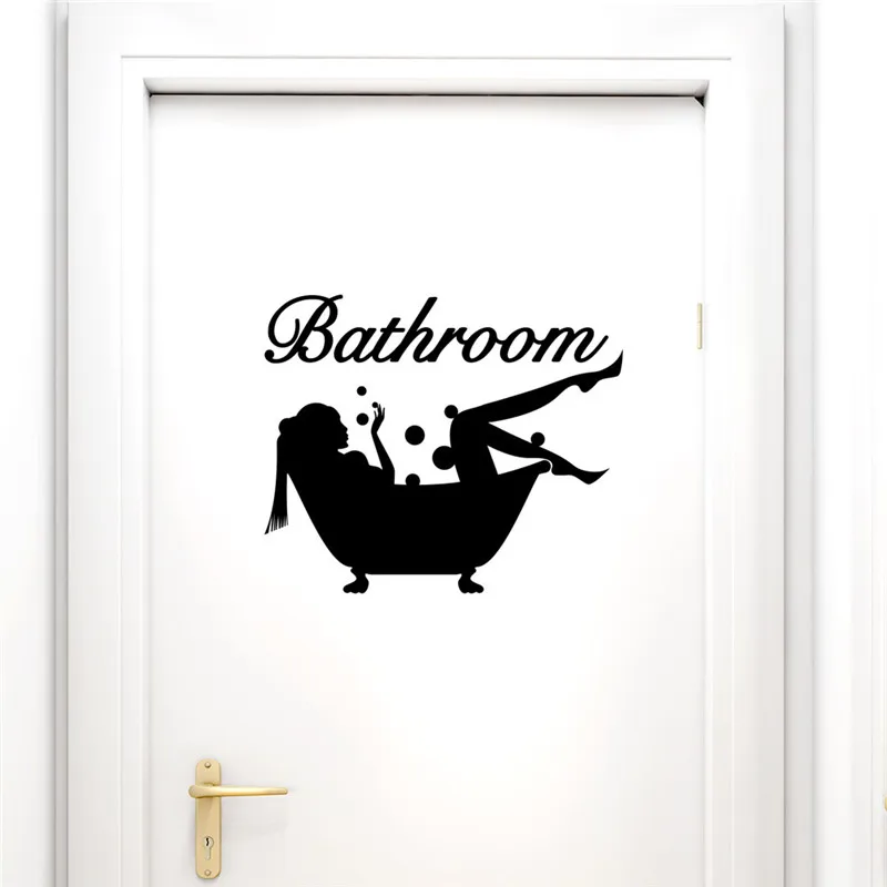 Фото Забавная наклейка для ванной комнаты знак входа в туалет магазина офиса дома